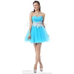 2015 Pretty Blue A-line Sweetheart-neck Lace Beading Short Homecoming/Sweet 16 Dresses Y30060