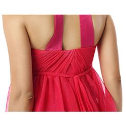 2018 Sexy Hot-Pink A-line Jewel Neck Empire Waist Beading Chiffon Mini Cocktail Dresses Y30065