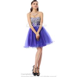 2018 Fairy Violet A-line Strapless Empire Waist Beading Organza Cocktail/Prom Dresses Y30071