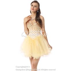 Hot Selling Light-Yellow Homecoming Dresses, Prom Dress for cheap, Buy Discount Sweet 16 Dresses, Girls Party Dresses, #Y30078