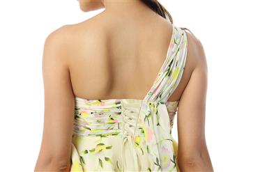 2018 Fashion Girls One-shoulder Floral Print Chiffon Short/Mini Party Dresses Y30086