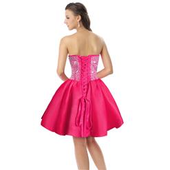 2018 Sexy Hot-Pink A-line Sweetheart-neck Crystal Short/Mini Cocktail/Prom Dresses Y30088