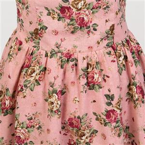 1960's Vintage Rockabilly Floral Print Dress N11912