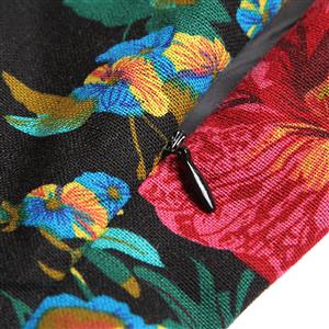 1960's Vintage Rockabilly Floral Print Swing Dress N11913