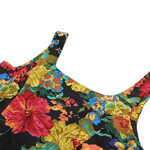 1960's Vintage Rockabilly Floral Print Swing Dress N11913