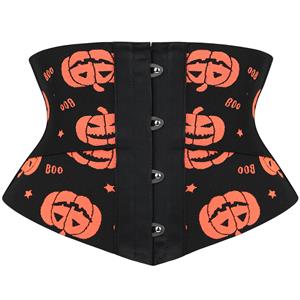 Crazy Sexy Pumpkin Print Waist Training Cincher Halloween Corset N23403