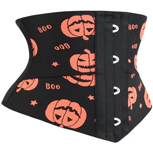 Crazy Sexy Pumpkin Print Waist Training Cincher Halloween Corset N23403