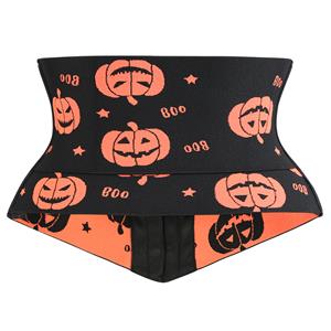 Crazy Sexy Pumpkin Print Waist Training Cincher Halloween Corset N23403