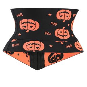 Crazy Sexy Pumpkin Print Waist Training Cincher Halloween Corset N23403
