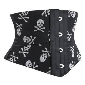 Crazy Sexy Skulls Print Waist Training Cincher Halloween Corset N23402