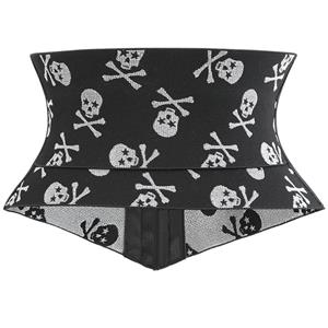 Crazy Sexy Skulls Print Waist Training Cincher Halloween Corset N23402