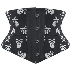 Steel Boned Underbust Corset, Sexy Skulls Print Corset, Waist Training Cincher Corset, Halloween Underbust Corset, Latex Corset, Plus Size Corset, Fashion Steel Boned Waist Trainer, Steel Boned Body Shaper, #N23402