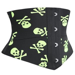 Crazy Sexy Skulls Print Waist Training Cincher Halloween Corset N23408