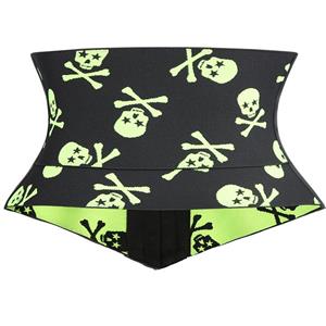 Crazy Sexy Skulls Print Waist Training Cincher Halloween Corset N23408