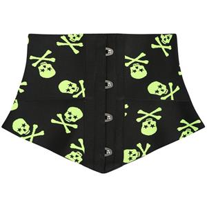 Crazy Sexy Skulls Print Waist Training Cincher Halloween Corset N23408