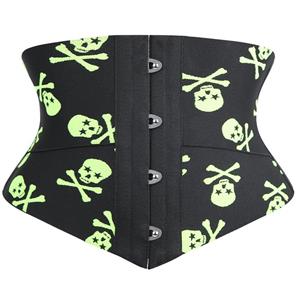 Crazy Sexy Skulls Print Waist Training Cincher Halloween Corset N23408