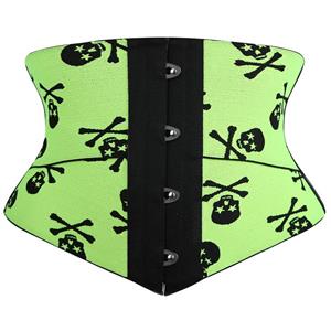 Crazy Sexy Skulls Print Waist Training Cincher Halloween Corset N23409