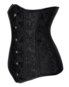 26 Steel Bones Black Jacquard Waist Training Underbust Corset N11024