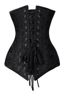 26 Steel Bones Black Jacquard Waist Training Underbust Corset N11024