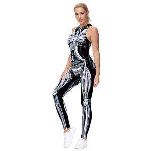 Evangelion Skeleton 3D Printed Backless Sleeveless Vest Bodysuit Halloween Costume N21238