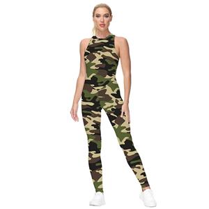 Evangelion Camouflage 3D Printed Backless Sleeveless Vest Bodysuit Halloween Costume N21239