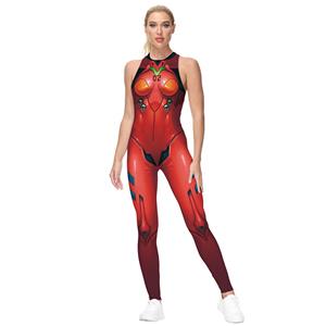 Evangelion EVA 3D Printed Backless Sleeveless Vest Bodysuit Halloween Costume N21243