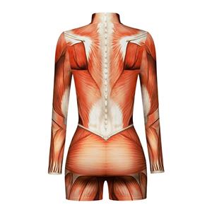 Strong Muscle 3D Digital Printed High Neck Long sleeve Shorts Bodysuit Halloween Costume N22338