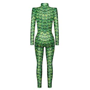 Green Robot 3D Printed Unitard Humanoid High Neck Bodysuit Halloween Cosplay Costume N22327