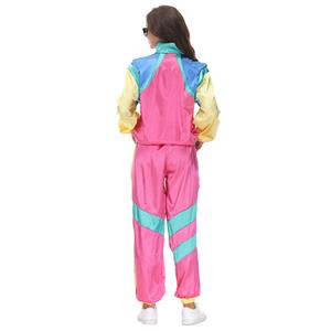 80s Retro Shell Suit Tracksuit Top Trousers Colorful Hip Hop Dancing Adult Cosplay Costume N22027