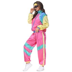 80s Retro Shell Suit Tracksuit Top Trousers Colorful Hip Hop Dancing Adult Cosplay Costume N22027