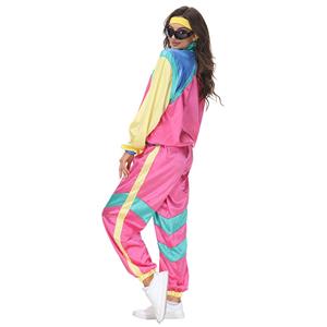 80s Retro Shell Suit Tracksuit Top Trousers Colorful Hip Hop Dancing Adult Cosplay Costume N22027