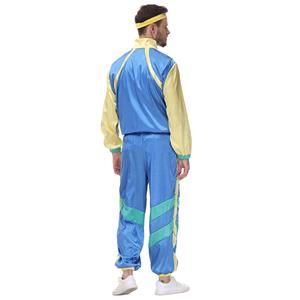 80s Men's Retro Shell Suit Tracksuit Top and Trousers Colorful Hip Hop Adult Cosplay Costume N22028