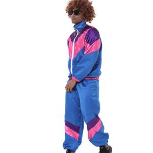 80s Men's Retro Tracksuit Top and Trousers Colorful Hip Hop Adult Cosplay Costume N23353