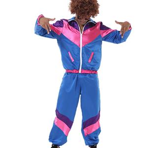 80s Men's Retro Tracksuit Top and Trousers Colorful Hip Hop Adult Cosplay Costume N23353