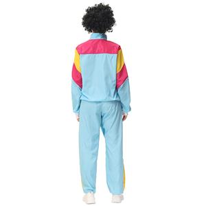 Vintage Tracksuit Top and Trousers Colorful Hip Hop Dancing Adult Cosplay Costume N22917