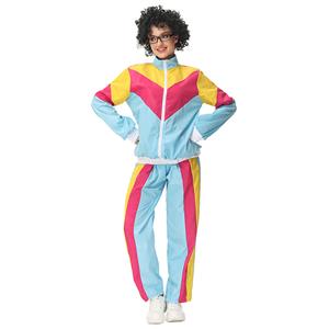 Vintage Tracksuit Top and Trousers Colorful Hip Hop Dancing Adult Cosplay Costume N22917