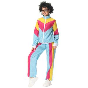 Vintage Tracksuit Top and Trousers Colorful Hip Hop Dancing Adult Cosplay Costume N22917