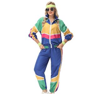 1980s Aerobics Sports Costume, 1970s Adult Girl Disco Dancing Queen Costume, 70s Disco Theme Party Dacing Costume, Girl Dancing Costume, Girl Disco Halloween Costume, 80s 90s Disco Hip Hop Dancing Adult Costume, Adult Windbreaker and Pants Cosplay Halloween Costume, #N23357