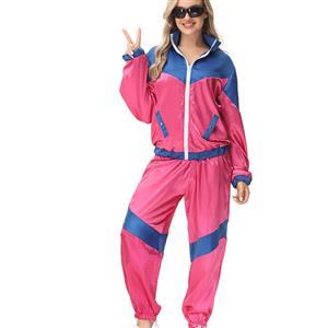 Girl Vintage Tracksuit Top and Trousers Colorful Disco Rock Dancing Adult Cosplay Costume N23359