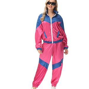 Girl Vintage Tracksuit Top and Trousers Colorful Disco Rock Dancing Adult Cosplay Costume N23359