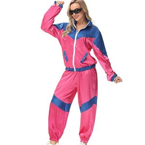 Girl Vintage Tracksuit Top and Trousers Colorful Disco Rock Dancing Adult Cosplay Costume N23359