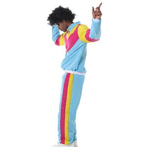 Men's Vintage Tracksuit Top and Trousers Colorful Hip Hop Dancing Adult Cosplay Costume N23354