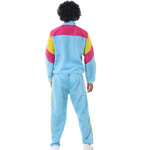 Men's Vintage Tracksuit Top and Trousers Colorful Hip Hop Dancing Adult Cosplay Costume N23354