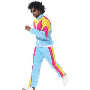 Men's Vintage Tracksuit Top and Trousers Colorful Hip Hop Dancing Adult Cosplay Costume N23354