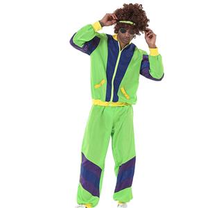 Men's Vintage Tracksuit Top and Trousers Colorful Hip Hop Dancing Adult Cosplay Costume N23355