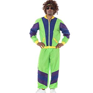 1980s Aerobics Sports Costume, 1970s Adult Men's Disco Dancing King Costume, 70s Disco Theme Party Dacing Costume, Men's Dancing Costume, Men's Disco Halloween Costume, 80s 90s Disco Hip Hop Dancing Adult Costume, Adult Windbreaker and Pants Cosplay Halloween Costume, #N23355