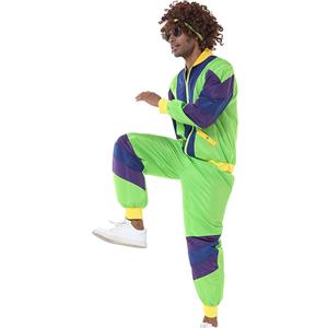 Men's Vintage Tracksuit Top and Trousers Colorful Hip Hop Dancing Adult Cosplay Costume N23355