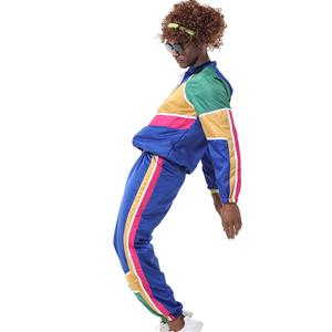 Men's Vintage Tracksuit Top and Trousers Colorful Hip Hop Dancing Adult Cosplay Costume N23356