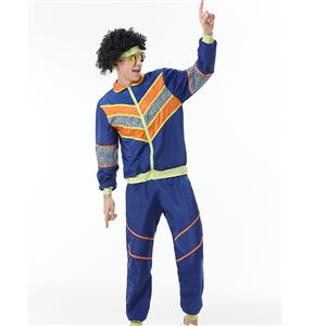 Men's Vintage Tracksuit Top and Trousers Colorful Disco Rock Dancing Adult Cosplay Costume N23358