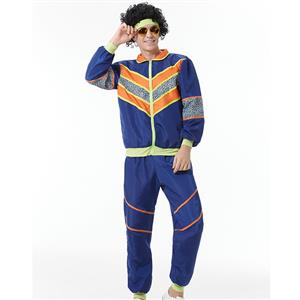 Men's Vintage Tracksuit Top and Trousers Colorful Disco Rock Dancing Adult Cosplay Costume N23358